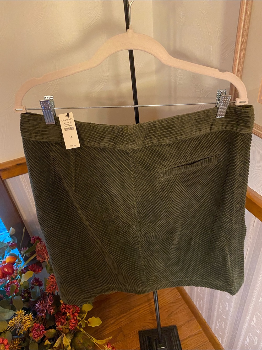 Talbots Dark Olive Corduroy Mini Skirt